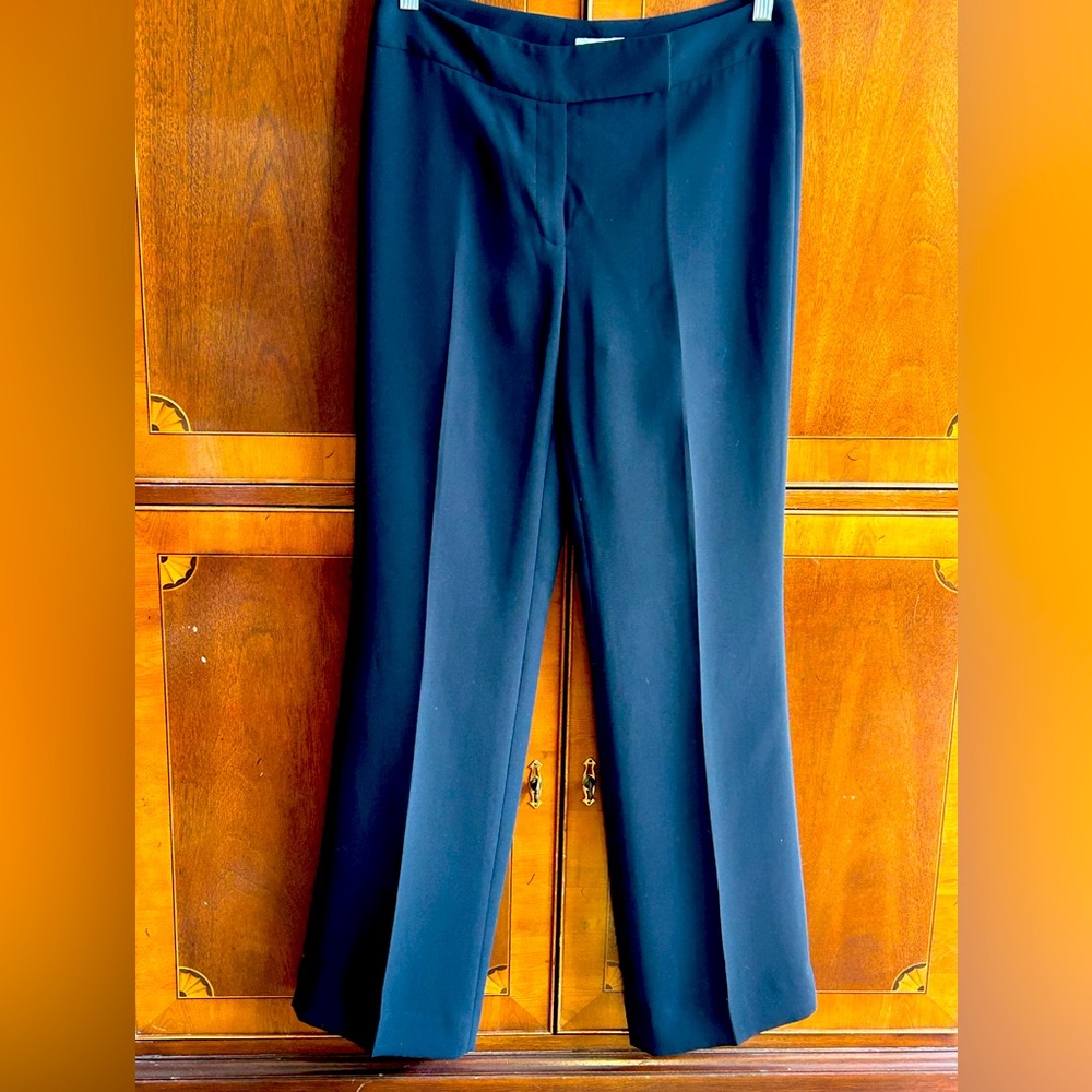 TAHARI s8 blk wide leg pants-look NEW-silky feel-flat front-elegant & simple